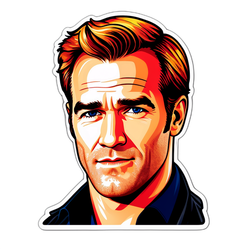 Samolepka s Jamesem Van Der Beekem jako charismatickým hrdinou