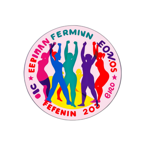 Kleurige Sticker van Vrouwen die Samen Oefenen voor Euro Féminin 2025
