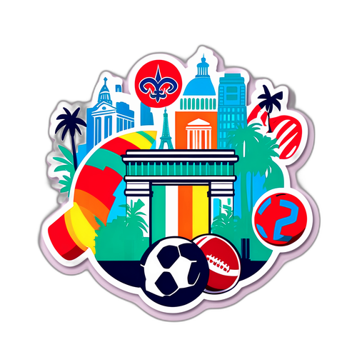 Motiv s fotbaly a ulicemi Paříže a Miami