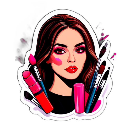 Autocolant chic cu Anastasia Soare și elemente de machiaj