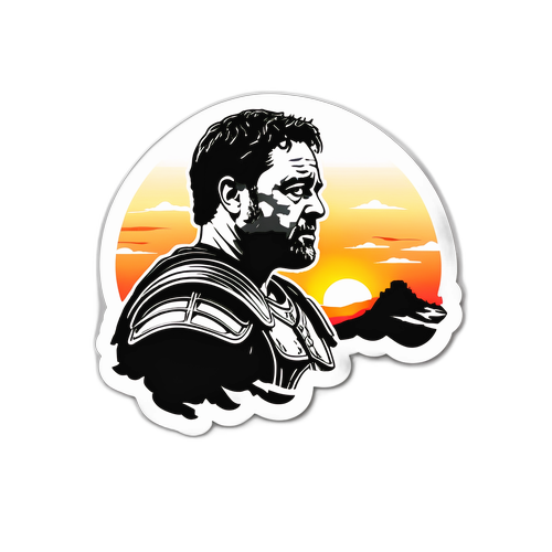 Silhouette Minimalista di Russell Crowe con Citazione da Gladiatore