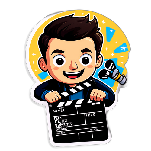 Lebhafter Aufkleber von Felix Kammerer beim Filmen