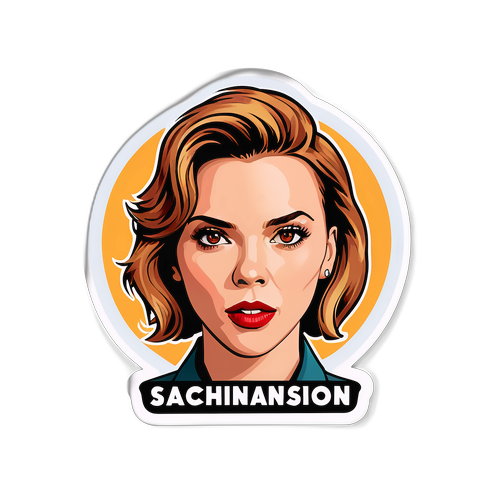 Humorous Sticker of Scarlett Johansson's Genre Transformation