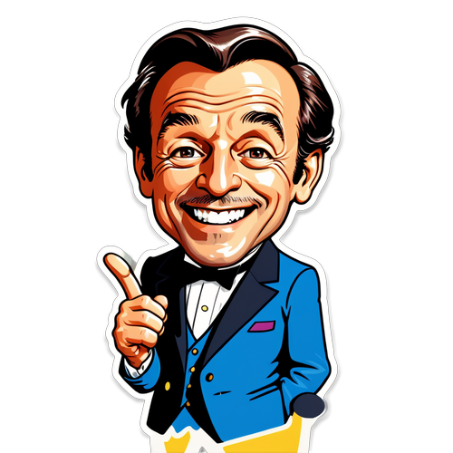 Sticker van Pierre Richard met zijn charmante glimlach
