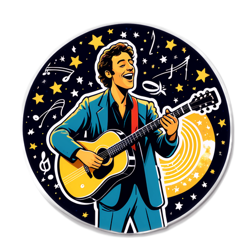 Sticker de Hugues Aufray sous un ciel étoilé