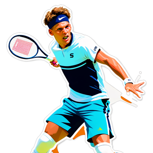 Design vibrant cu Jannik Sinner în acțiune pe terenul de tenis