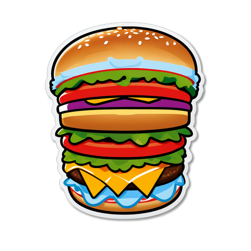 かわいいキャラクター風のモスバーガーのハンバーガーデザイン
