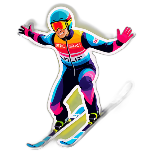 Dynamisches Sticker von Stefan Kraft im Flug während des Ski-Springens