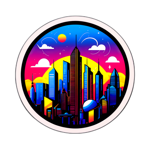 未來城市景觀貼紙