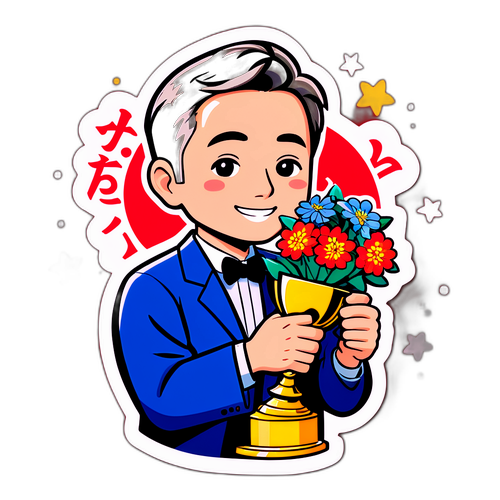 ノーベル賞受賞者を祝うキャラクター