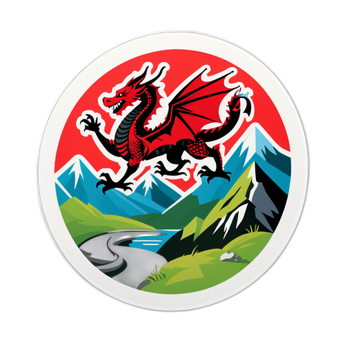 Fejrende klistermærke af walisisk kultur