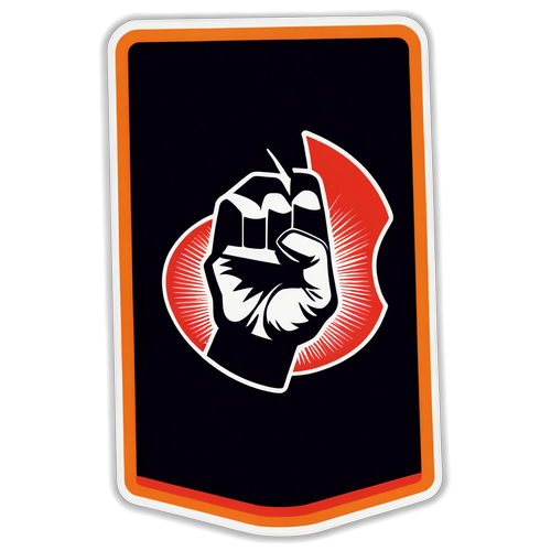 Decoratieve sticker van een protestbord voor de algemene staking op 22 mei