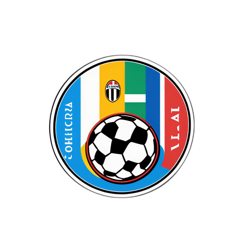 Sticker met Italiaanse architectonische elementen en een bal voor Serie A