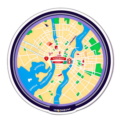 Ностальгійний наліпка з картою Воронежа
