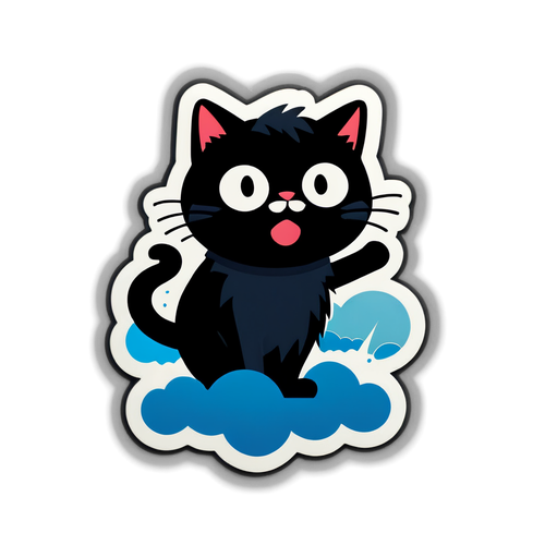 비를 피하는 고양이 스티커