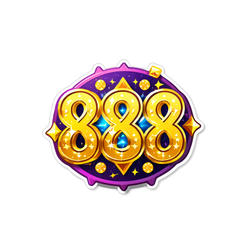 สติกเกอร์ '888' สีทองส่องประกาย