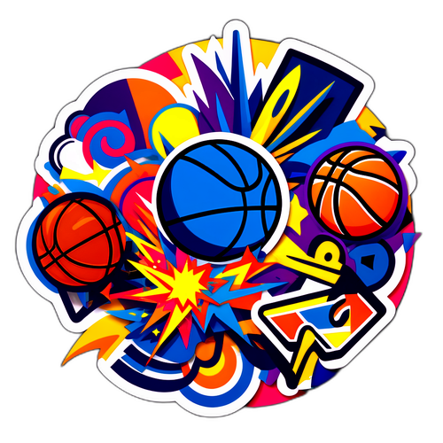 Excitement of College Basketball Abstract Sticker