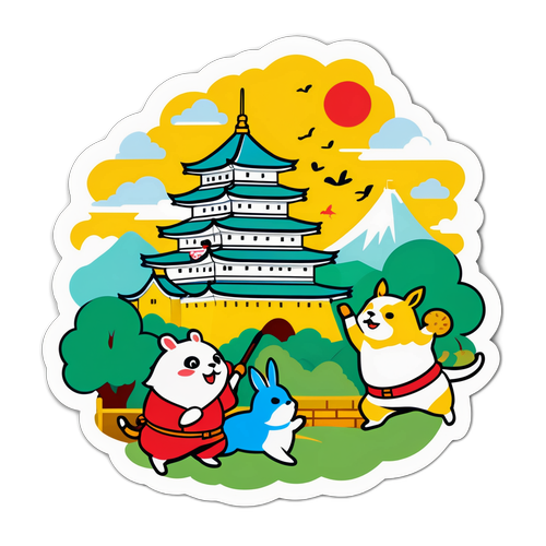 名古屋城で遊ぶ動物たち