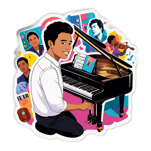 Sticker von Nico Santos am Klavier