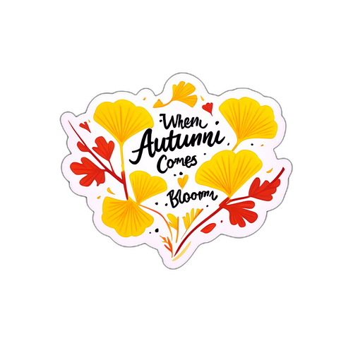 가을의 기분을 느끼는 은행잎 스티커