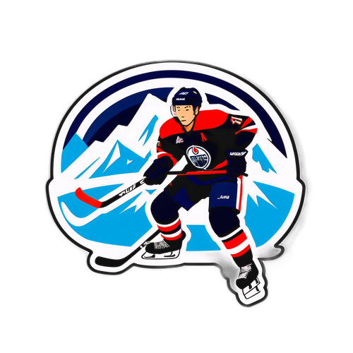 Стикер с силуэтом Чха Джунхвана на фоне ледяной арены, текст 'Скорость и мастерство!'