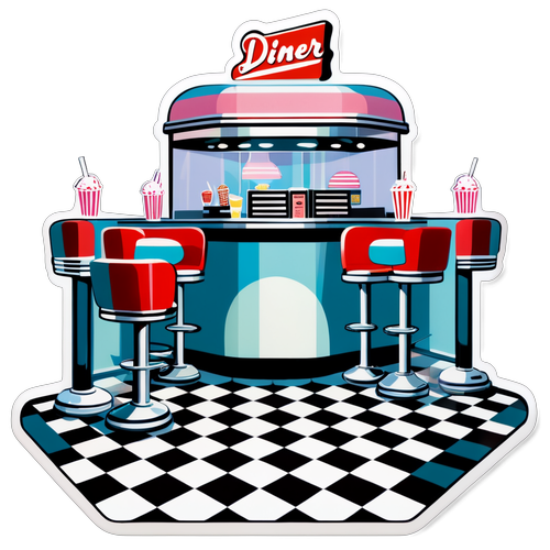 Retro Diner Scene Sticker