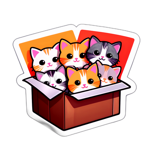 Schattige kittens in een doos sticker