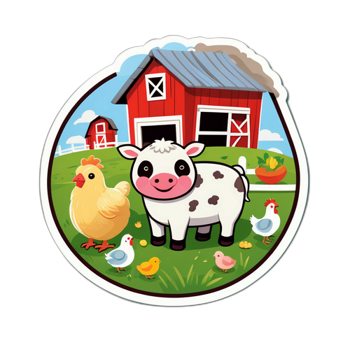 Adesivo encantador de Natanzinho com elementos de fazenda