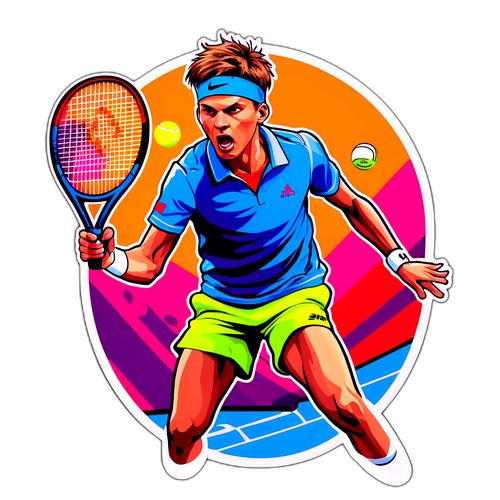 Sticker van Jannik Sinner in actie