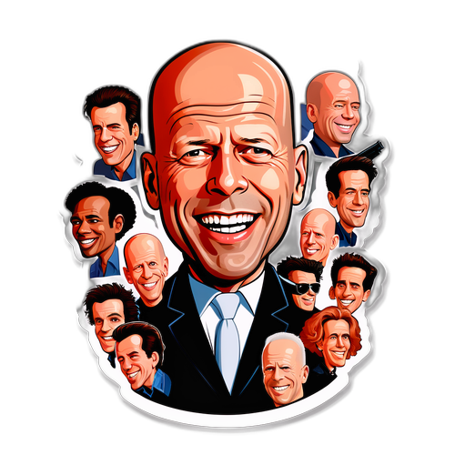 Caricature humoristique de Bruce Willis