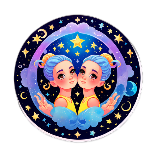 İkizler Burcu için Kozmik Temalı Sticker