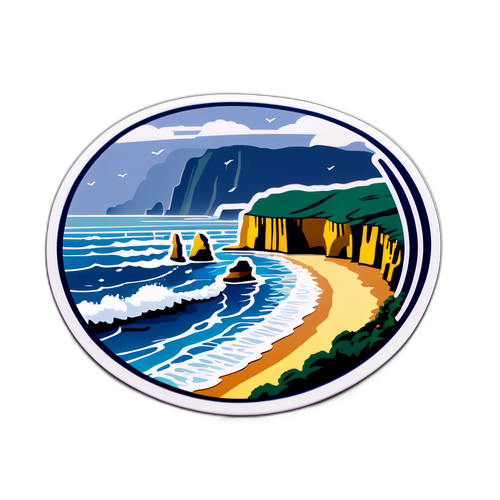 Sticker Pemandangan Pantai yang Menakjubkan di Great Ocean Road