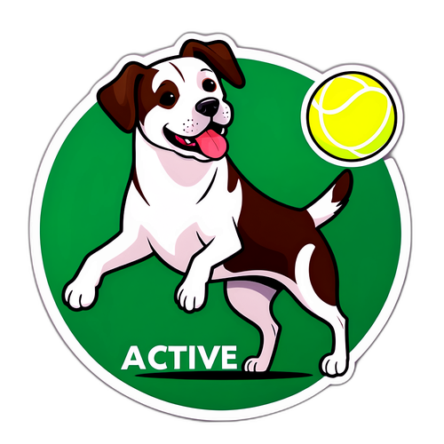 Hund med tennisboll och aktiv livsstil