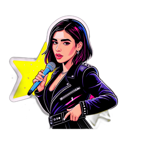 Stiker Dua Lipa Beraksi di Pentas