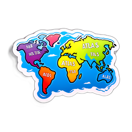 Wereldkaart Sticker met 'Atlas'