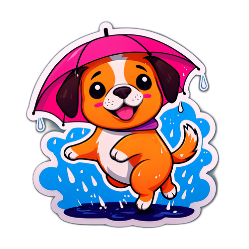 Chó Con Chạy Dưới Mưa