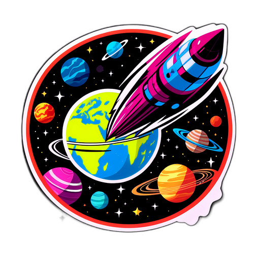 एक अंतरिक्ष यान का विज्ञान-कथा प्रेरित स्टिकर