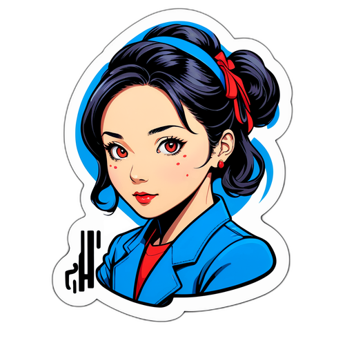 ユミ・アダチのポップアートスタイルステッカー