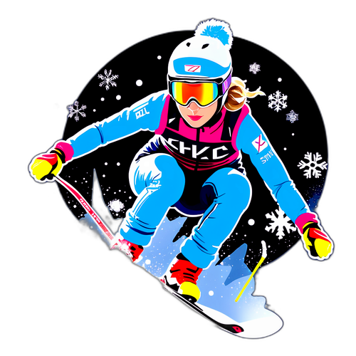 Porträt von Mikaela Shiffrin im dynamischen Skifahrpose