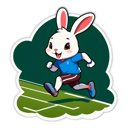 運動中的兔子貼紙