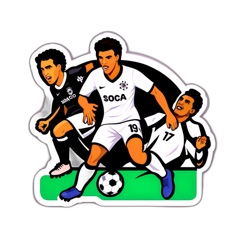 Stiker Pertandingan Sepak Bola Santos vs Corinthians