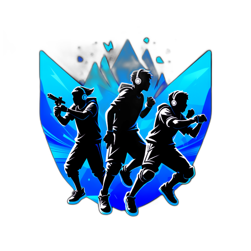 Силуети гравців Navi в динамічній позі на фоні стилізованої арени esports