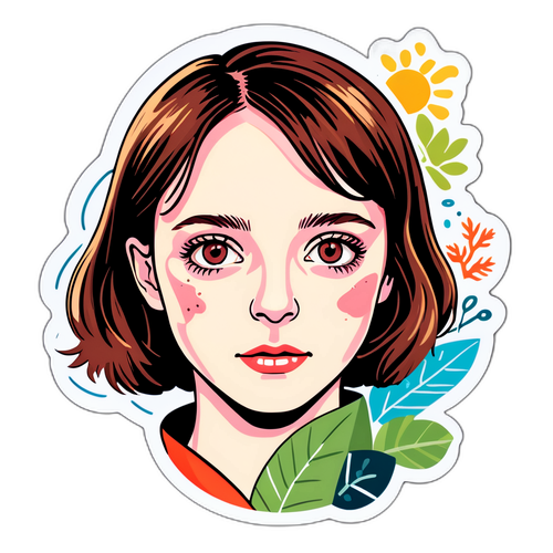 Яркий портрет Майи Хоук с природными элементами и светлым фоном