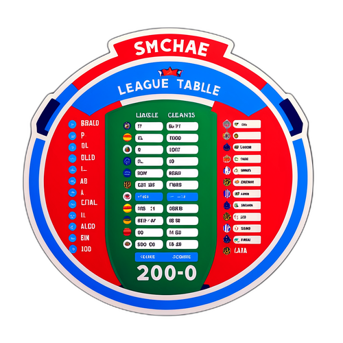 Дизайн наліпки з таблицею ліги з командами та рахунками на фоні стадіону