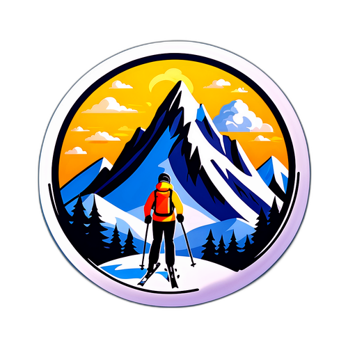 Motiverende klistremerke med ski