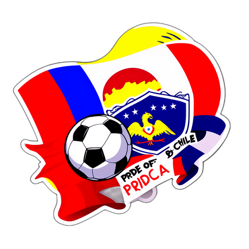 Ilustração da bandeira do Cobreloa misturada com elementos de futebol e a frase 'Orgulho do Chile'