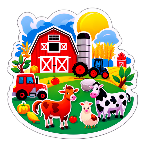 Fazenda Vibrante com Animais e Cultivos