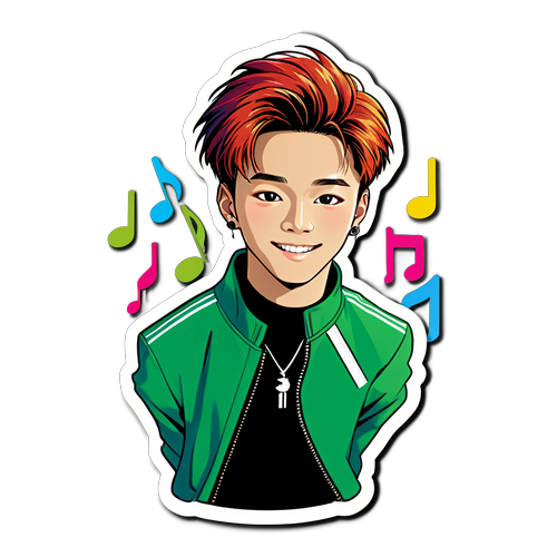 Unleash the Rhythm! Vibrant Fun Sticker of NCT's Taeil in a Musical Wonderland!