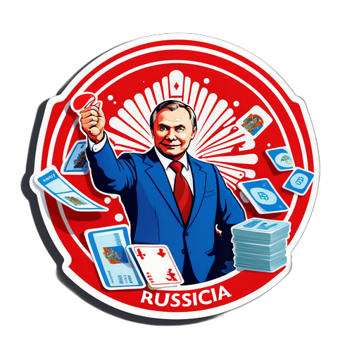Стикер с забавным графическим изображением ставок и визиток Банка России