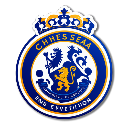 Sticker với logo của Chelsea và Everton, khẩu hiệu 'Cạnh tranh không ngừng'